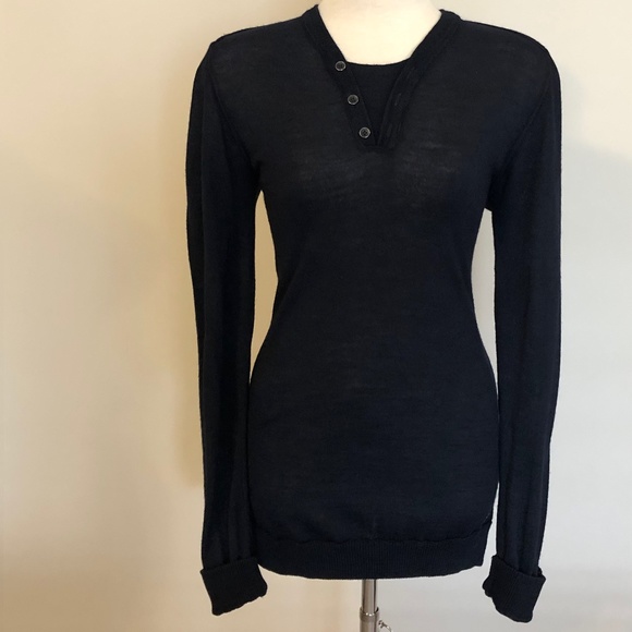 Navy Wool-Blend Lightweight Guess Sweater - Picture 1 of 12